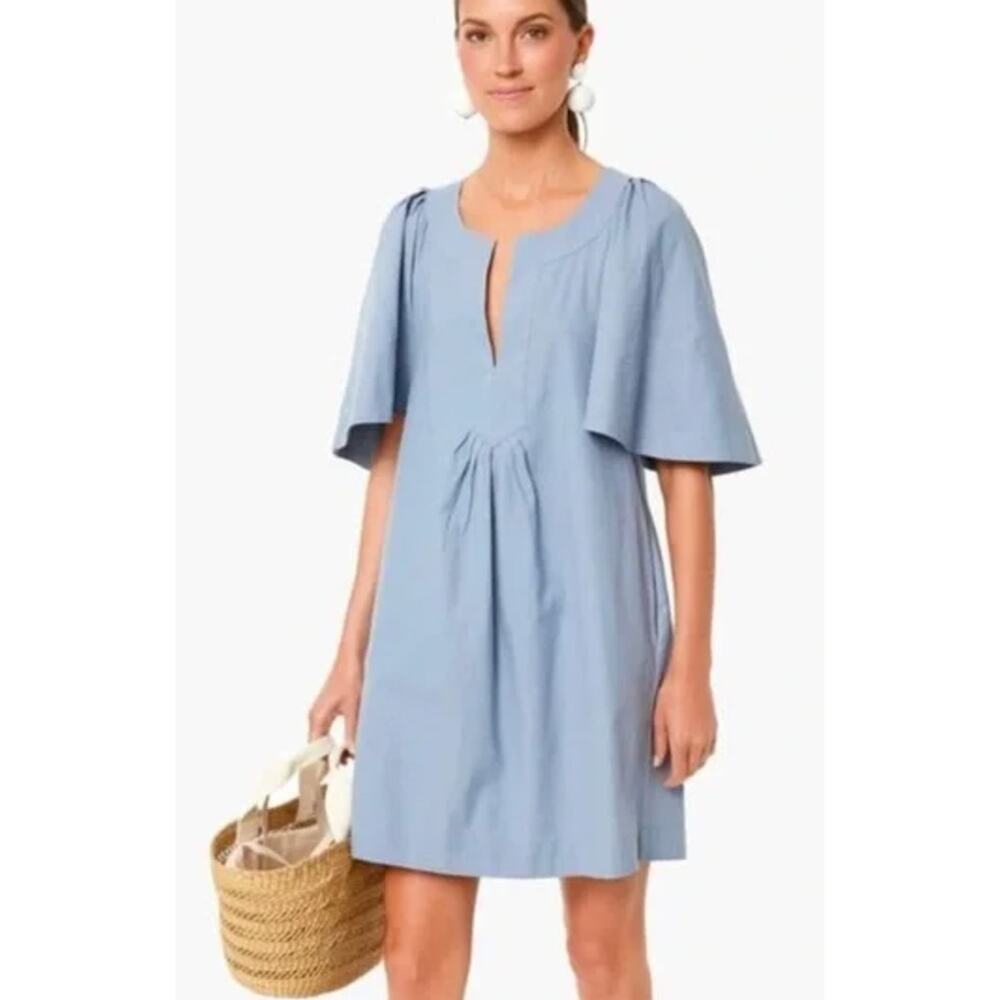 TUCKERNUCK Pomander Place Dress Size XS Finley Flutter Sleeve Slate Blue V neck